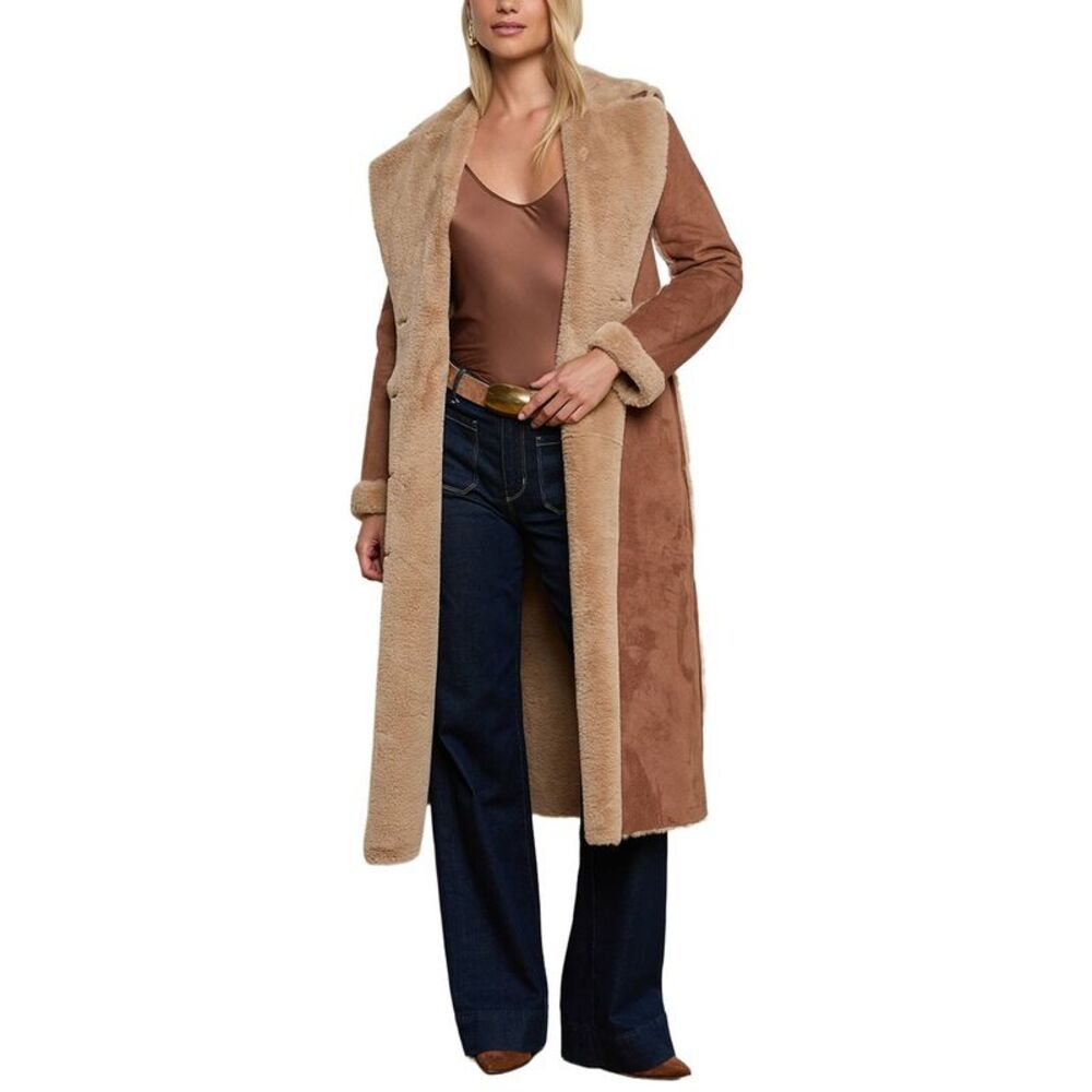 L’Agence Womens Citron Faux Fur Maxi Coat